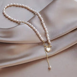 14K Gold-Plated Adjustable Heart And Pearl Necklaces