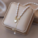 14K Gold-Plated Adjustable Heart And Pearl Necklaces