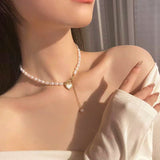 14K Gold-Plated Adjustable Heart And Pearl Necklaces