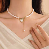 14K Gold-Plated Adjustable Heart And Pearl Necklaces