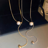 14K Gold-Plated Adjustable Pearl Titanium Steel Necklaces