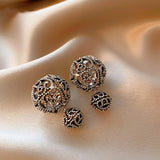 14K Gold-Plated Antique Silver Retro Ball Earrings