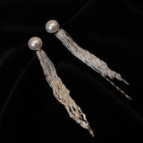 14K Gold-Plated Artificial Pearl Chain Earrings