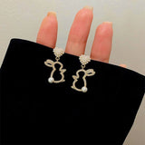 14K Gold-Plated Artificial Pearl Lovely Rabbit Earrings