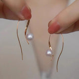 14K Gold-Plated Artificial Pearl Threader Earrings