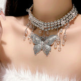 14K Gold-Plated Beaded Butterfly Choker