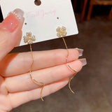 14K Gold-Plated Bling Flower Threader Earrings