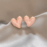 14K Gold-Plated Blue And Pink Heart Glaze Stud Earrings