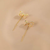 14K Gold-Plated Bow Threader Earrings