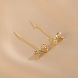 14K Gold-Plated Bow Threader Earrings