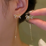 14K Gold-Plated Bow Threader Earrings