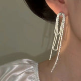 14K Gold-Plated Broken Silver Long Tassel Earrings