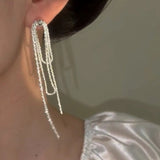 14K Gold-Plated Broken Silver Long Tassel Earrings