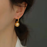 14K Gold-Plated C-Shaped Pearl Earrings