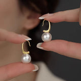 14K Gold-Plated C-Shaped Pearl Earrings