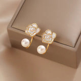 14K Gold-Plated Camellia Pearl Earrings