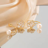 14K Gold-Plated Camellia Pearl Earrings