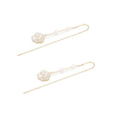 14K Gold-Plated Camellia Pearl Threader Earrings