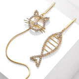 14K Gold-Plated Cat And Fish Asymmetric Earrings