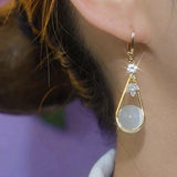 14K Gold-Plated Cat’s Eye Drop Earrings