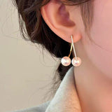 14K Gold-Plated Crossed Cherry Pearl Earrings