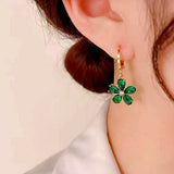 14K Gold-Plated Crystal Flower Earrings