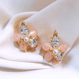 14K Gold-Plated Crystal Flower Earrings