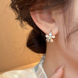 14K Gold-Plated Crystal Flower Earrings