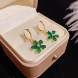 14K Gold-Plated Crystal Flower Earrings