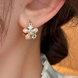 14K Gold-Plated Crystal Flower Earrings