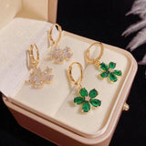 14K Gold-Plated Crystal Flower Earrings