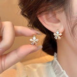 14K Gold-Plated Crystal Flower Earrings