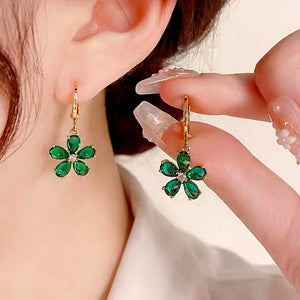 14K Gold-Plated Crystal Flower Earrings