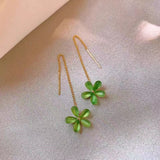 14K Gold-Plated Crystal Flower Threader Earrings