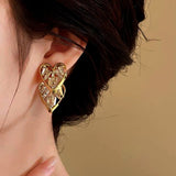 14K Gold-Plated Crystal Heart Earrings