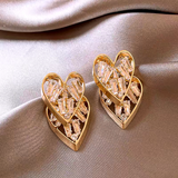 14K Gold-Plated Crystal Heart Earrings