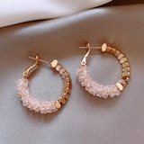 14K Gold-Plated Crystal Hoop Earrings