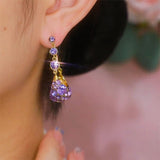 14K Gold-Plated Crystal Purple Bag Earrings