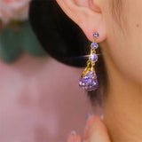 14K Gold-Plated Crystal Purple Bag Earrings