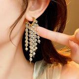 14K Gold-Plated Crystal Tassel Earrings