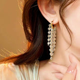 14K Gold-Plated Crystal Tassel Earrings