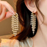 14K Gold-Plated Crystal Tassel Earrings