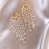 14K Gold-Plated Crystal Tassel Earrings