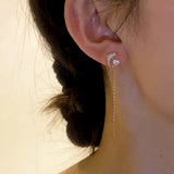 14K Gold-Plated Diamond-Studded Dolphin Threader Earrings