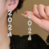 14K Gold-Plated Diamond 2024 Pearl Earrings