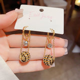 14K Gold-Plated Diamond Chain Ball Earrings