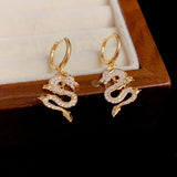 14K Gold-Plated Diamond Dragon Earrings