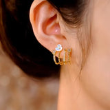 14K Gold-Plated Diamond Fresh flower Studs