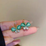 14K Gold-Plated Diamond Green Butterfly Earrings