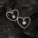 14K Gold-Plated Diamond Heart Earrings